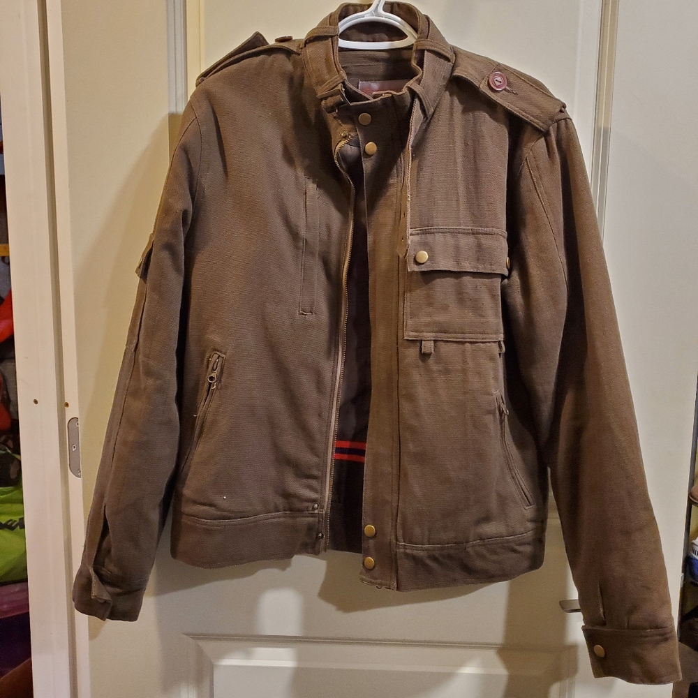 Men's Canvas Moto Jacket, size Medium